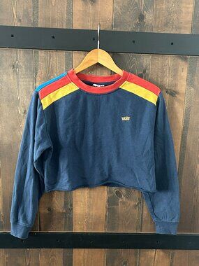 Vans Vintage Multicolor Crewneck Cropped Sweatshirt Women’s Size S